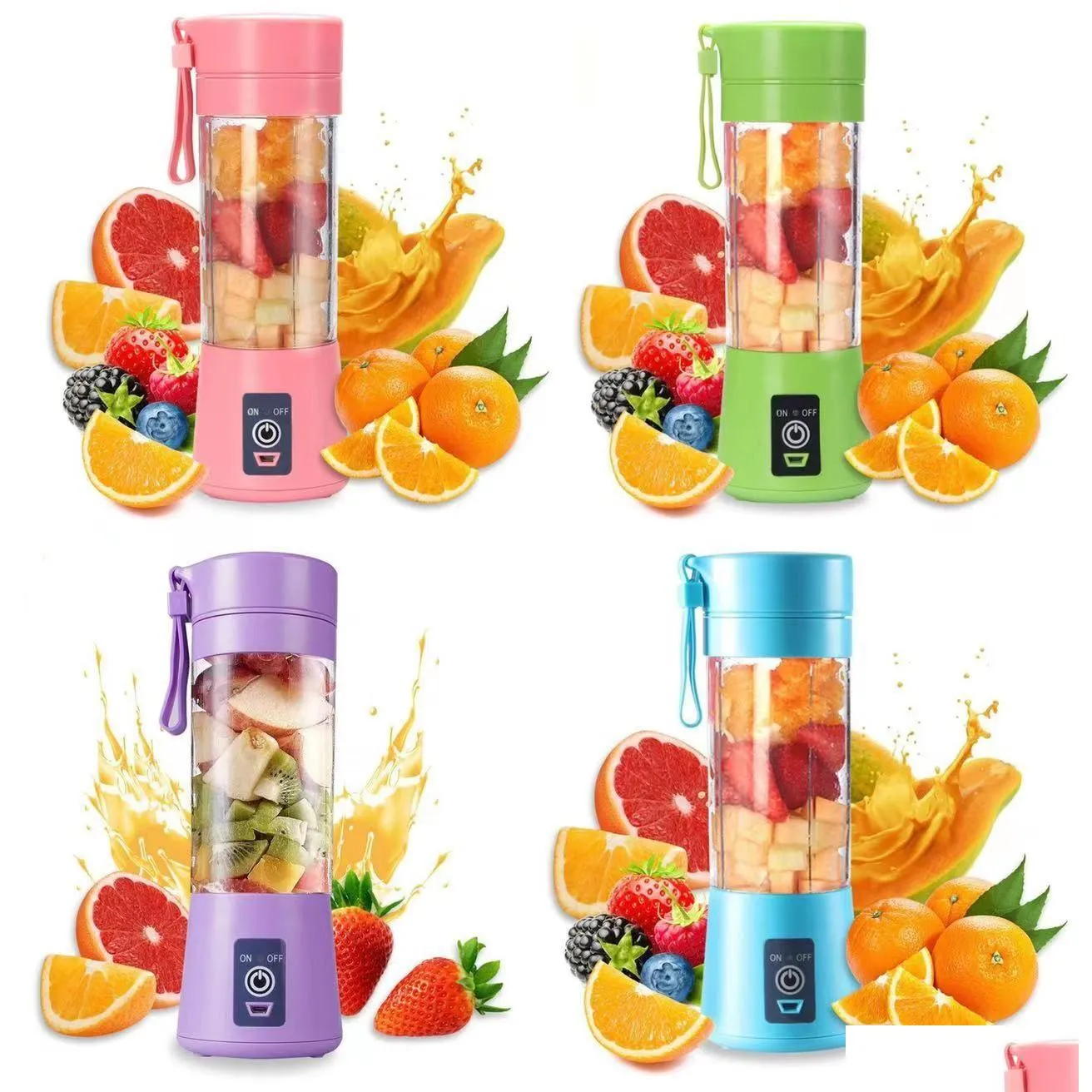 Fruktgrönsaksverktyg 380 ml juicer personligt med resekopp USB Portable Electric Blender Rechargeble Bottle Kitchen FMT2142 Drop Del Oti1b