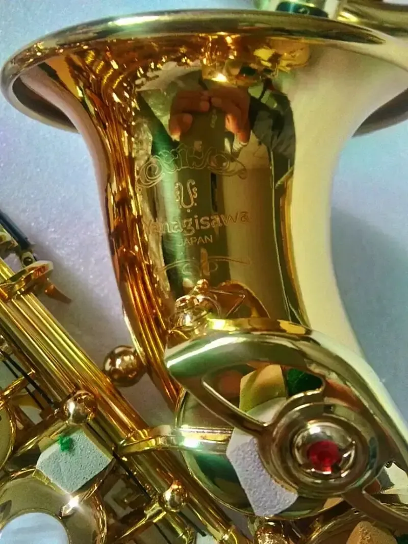 Saxofon Brand Ny högkvalitativ krökt sopran Saxofon S991 Gold Professional Spela Instrument Curved Soprano Sax Mynstycke