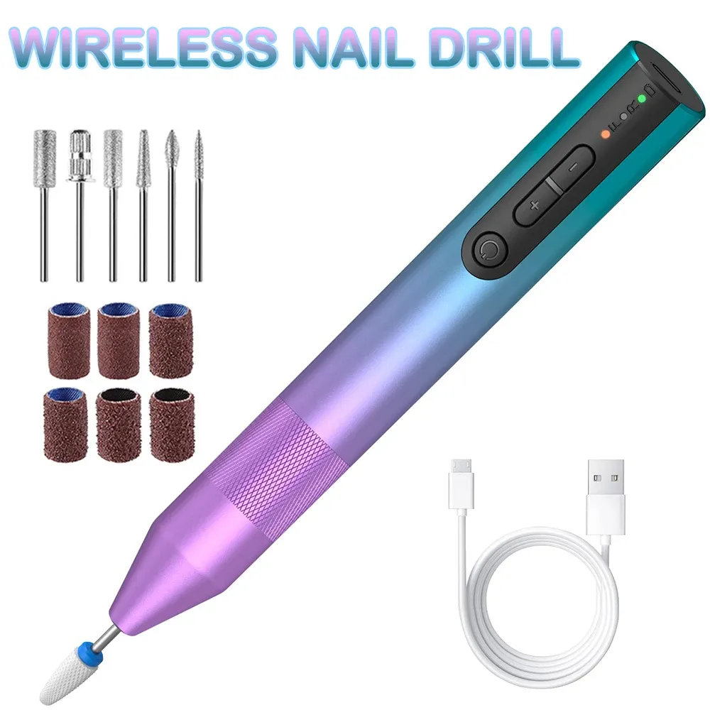 Perceuses Tools de manucure professionnelle de la machine à ongles sans fil pour les ongles en acrylique Polon en gel Retirer la ponceuse électrique avec des bits de forage à ongles