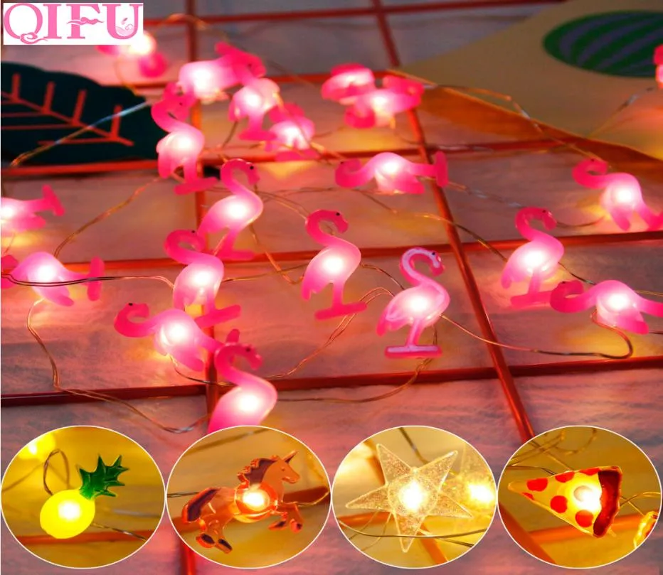 QIFU 2M 20LED String Light Flamingo Decoração Flamingo Party Star String Lights Decoração de casamento Decorações de festas de festas KIDRES5275371