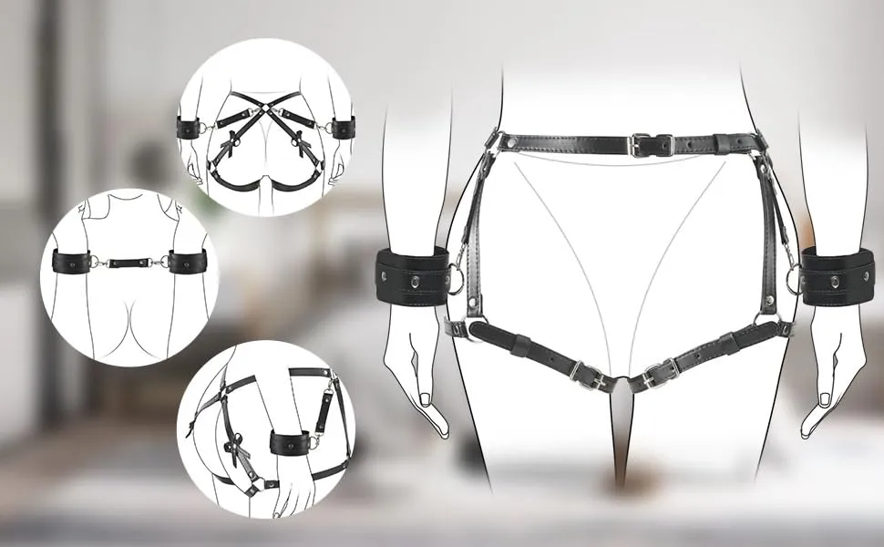 SM toys suit restraints kit SM sex strap body harness strap leather sex SM set punk garter belt