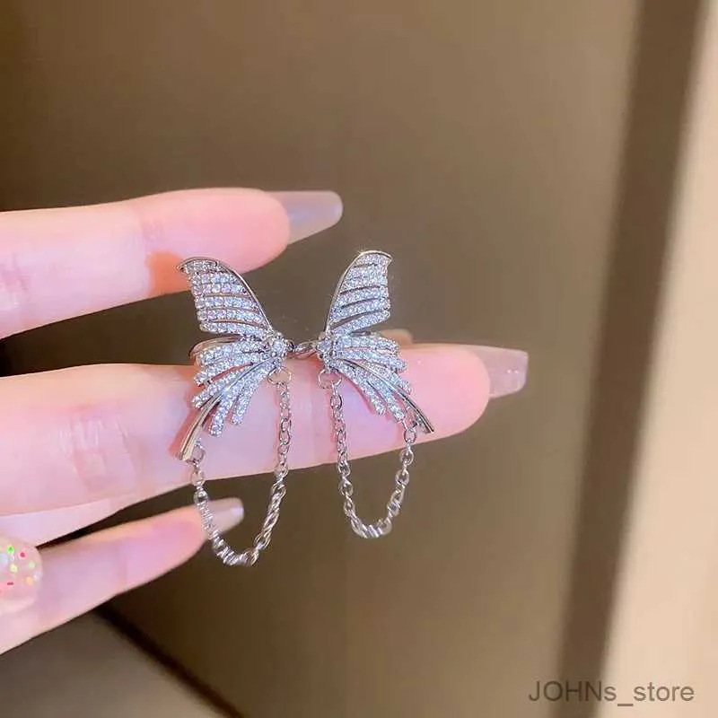 Charm Sparkling Zirkon Schmetterling Flügel Ohrclip Ohrringe für Frauen eleganter Splitter Farbkristall ohne durchstierende Ohrmanschettenschmuck Geschenke