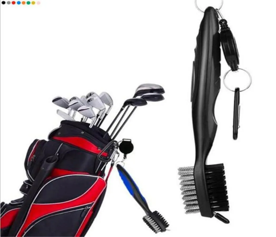 100 шт. 8 Цветов для головы Golf Club Head Chise Cleaner с выдвижным Zipline и алюминиевым карабинером для очистки инструментов 5640173