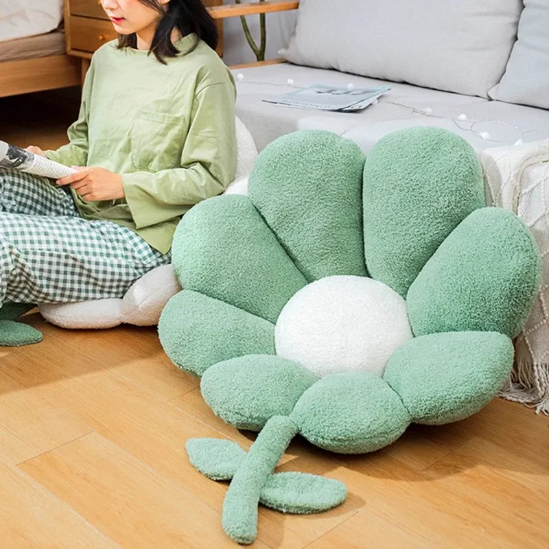 Kussen kawaii bloemenkussen gevulde rugleuning kussen voor slaapkamer schattige stoel kussen gezellig stoelbladen rug kussen kussen kinderen verjaardagscadeaus