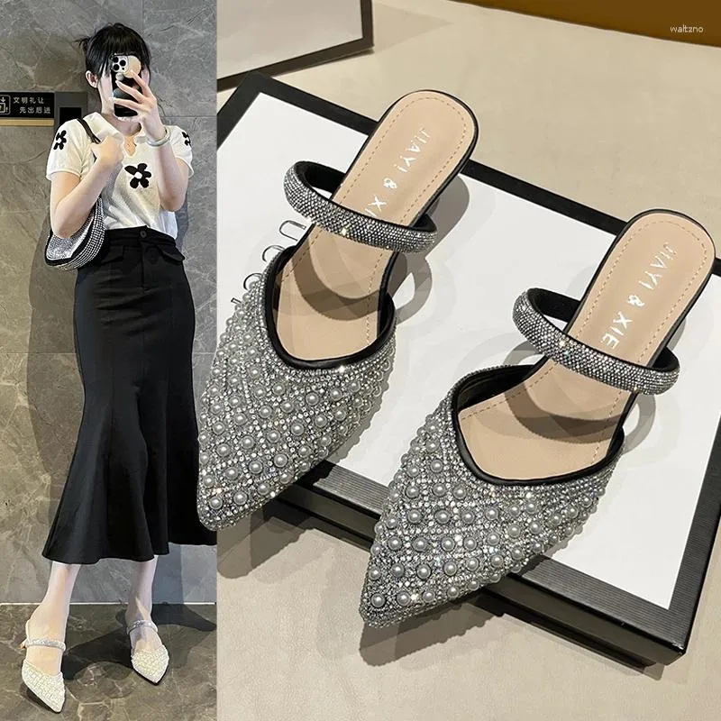 Dress Shoes Ladies 2024 Fashion Modern Sandals Dames Mature Elegant Party Women Powins Pointed Toe vrouw