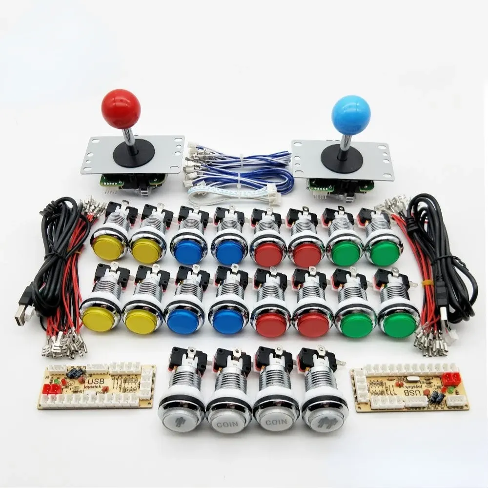 Games Zero Delay Arcade cabinet DIY Kit for 5V LED Chrome Push Button Copy SANWA Joystick 1 & 2 Player COIN USB to PC / Raspberry Pi