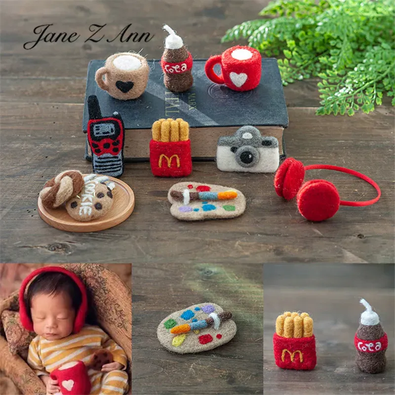 Toners Baby Wolle Filz Palette Pommes Pommes Headset Kekse Liebe Cup Photography Creative Requisiten Studio Shooting Accessoires