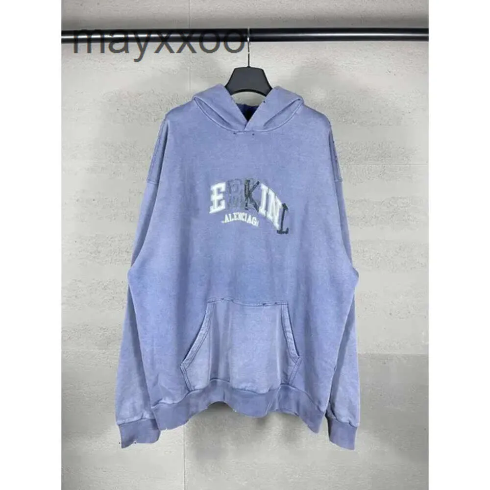 Rape Paris Unisexe Sleed B Balenciigss Famille Adhésive Papier Papier Sweat Sweater Line Casual Long High Hooded Hoodie Ok6w Version Poe5