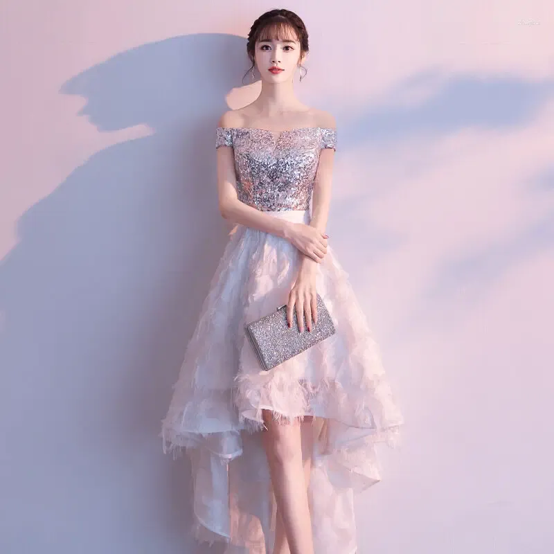 Abiti per feste Hong Hu Abito da sera formale per donne 2024 Banchetto bianco d'argento coreano Elegante sposa da sposa plus size abiti da donna