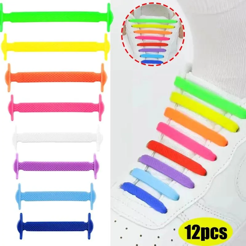 Części butów 12PCS Kolorowe silikonowe elastyczne sznurowiny Specjalne bez krawata sznurowarstwa dla dzieci trampki dla dorosłych