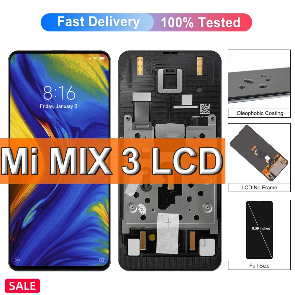 Screens AMOLED For Xiaomi Mi Mix 3 LCD Display Touch Screen Digitizer with Frame 6.39" For Xiaomi Mix3 5G M1810E5A Screen Replacement