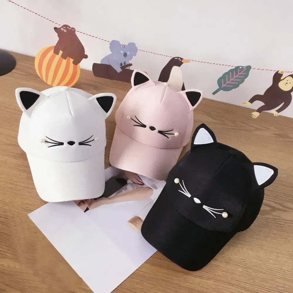 Softball Fashion Cat Ear Hat Baseball Cap Cartoon Cotton Hat Outdoor Sport Cap Casual Sun Cap Cute Cosplay Hat