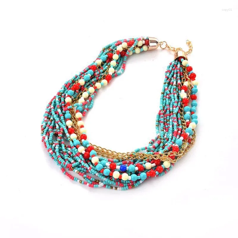 Pendants Fashion Simple Exotic Bohemian Style Beads Mélanger le collier court pour les femmes