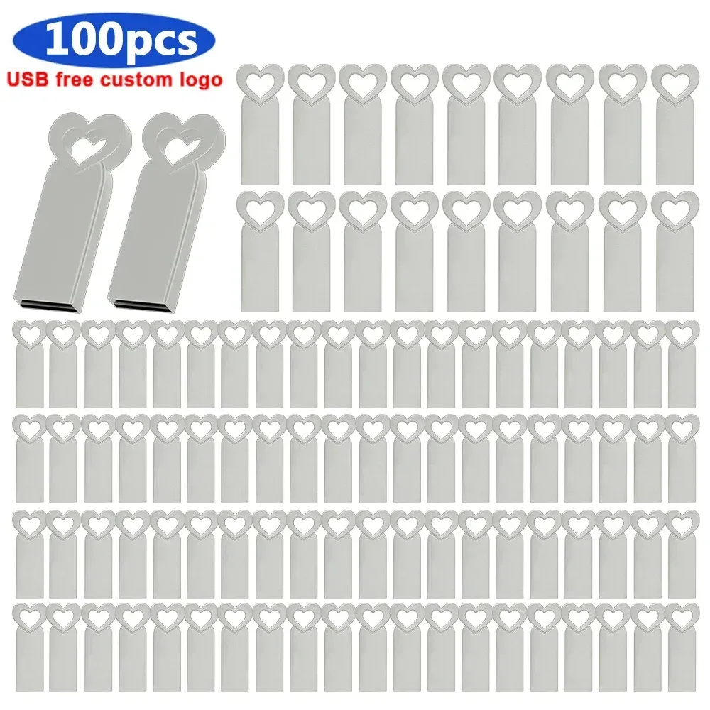 Drive 100pcs бесплатно логотип USB металлический флеш