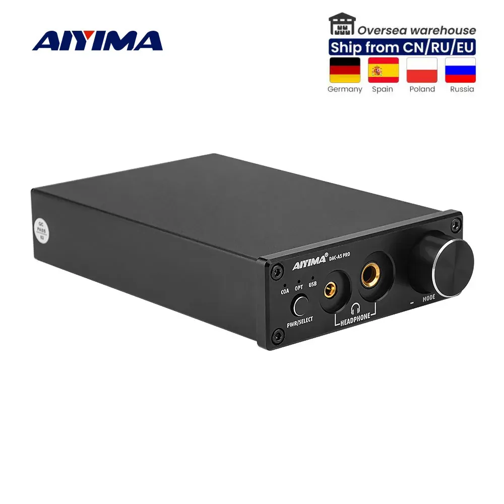 Amplificador aiyima áudio dac a5 pro tpa6120 mini hifi hifi USB Decodificador Decodificador de áudio Amplificador de fone de ouvido 24bit 192khz lm49720 ess9018k2m amp dc12v