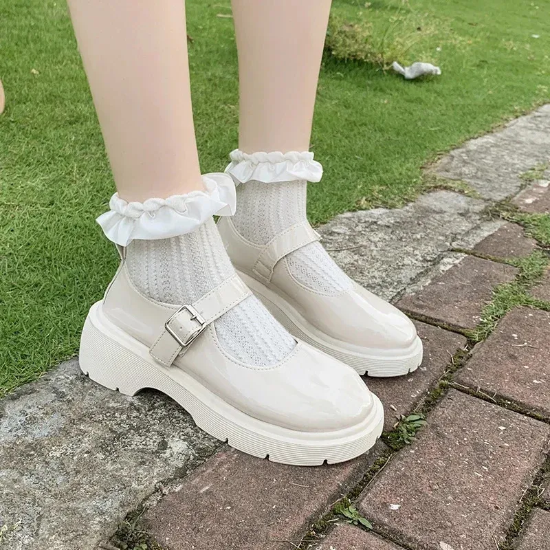 Lolita Schuhe Japanisch Mary Jane Schuhe Frauen Vintage Girls Studenten JK Uniform Plattform Schuhe Cosplay High Heels Plus Size 42 240422