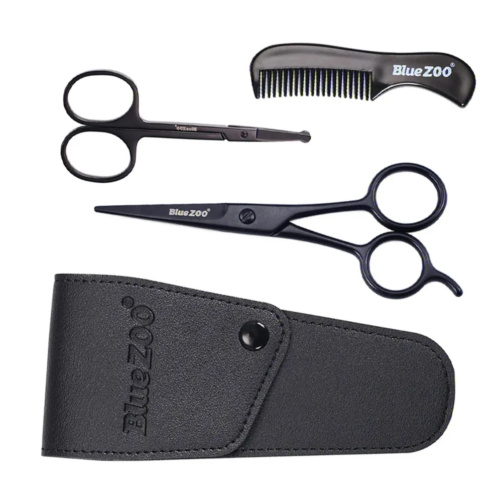 Cisaillement barbe hommes kit peigne de barbe Moustache Kit de toilettage Moustache Scissor Nez Hair Cisses Sénalisation Cisseurs Men Scissor Beard