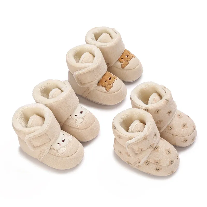 Botas de inverno recém -nascido meninos e meninas sapatos de algodão de desenho animado com sola macia e botas quentes sapatos de caminhada pré -escolares inverno recém -nascido