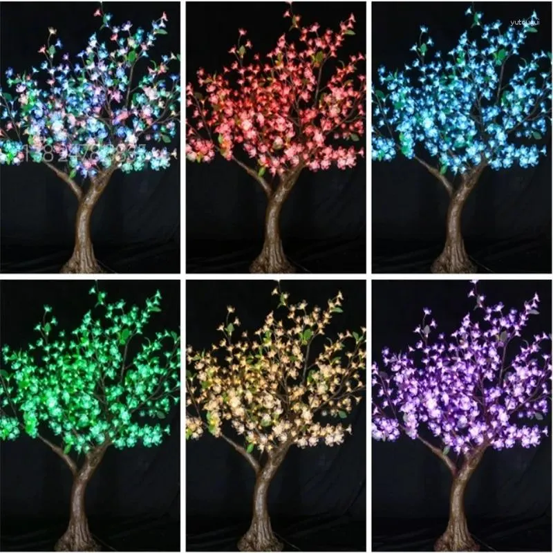 Decorative Flowers Outdoor 1.5M 5FT Tall Led Flashing Cherry Blossom Tree Remote Control Chrismas Lamp Waterproof Garden Landscape