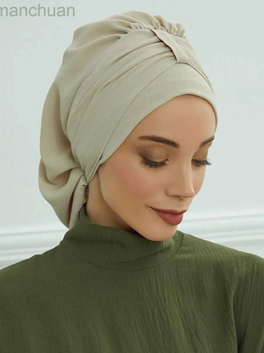 Hijabs Muslim Instant Instant Turban Pure Stretch Hijabs Interior para Caps Pronto para usar lenço de cabeça para mulheres sob o capô D240425