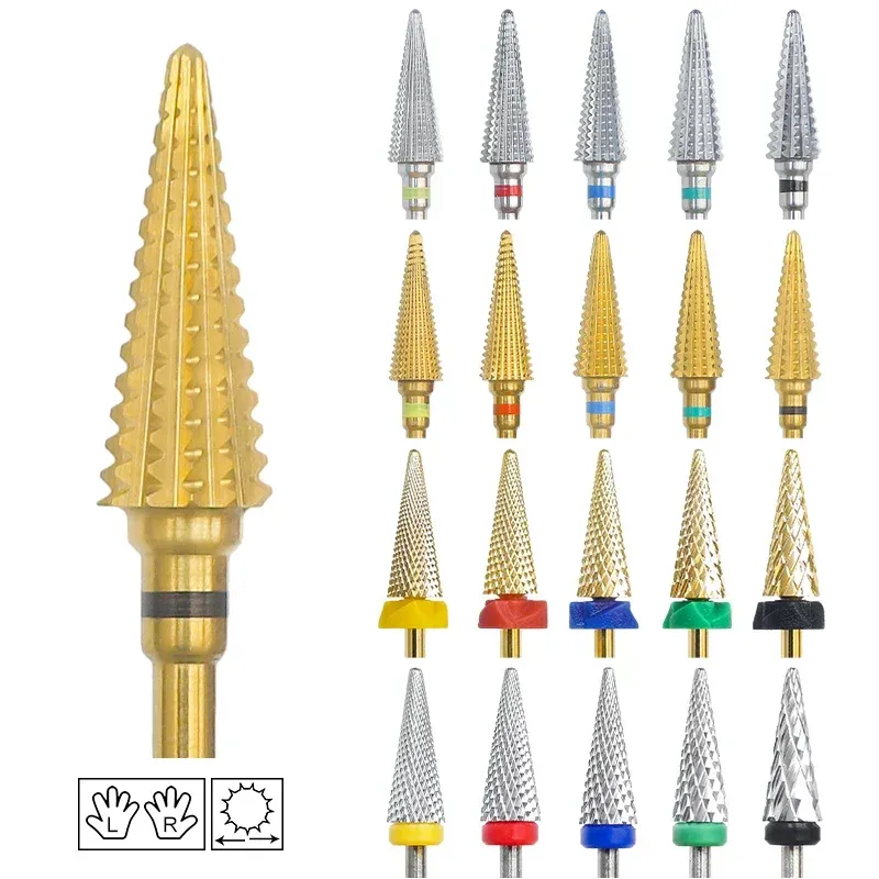 Bits 16mm Extra Long Triangle Cone Nail Drill Bits Tungsten Steel Carbide Milling Cutter Gel Remover Grinding Manicure Tool 3/32"