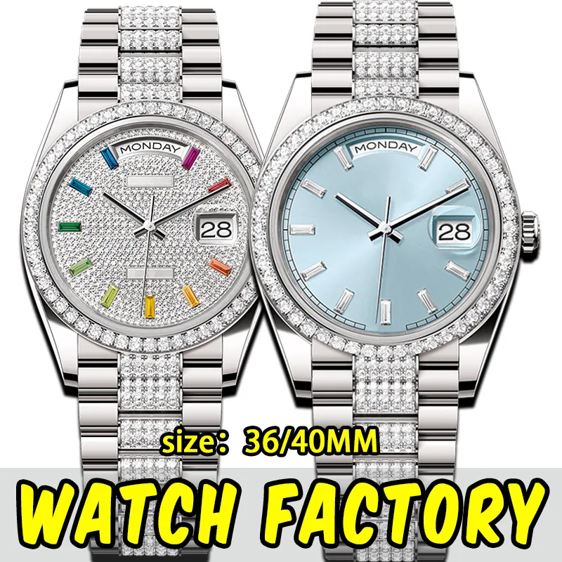 HETS WORD Designer Watches Date de jour de haute qualité AAA 40 mm / 36 mm Gol avec Diamond Automatic Mécanique montre 904L