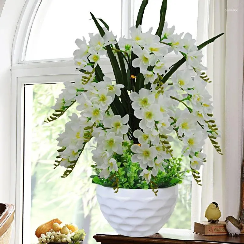 Fiori decorativi decorazioni per la casa fiore artificiale farfalla orchidea decorazione in vaso in vaso