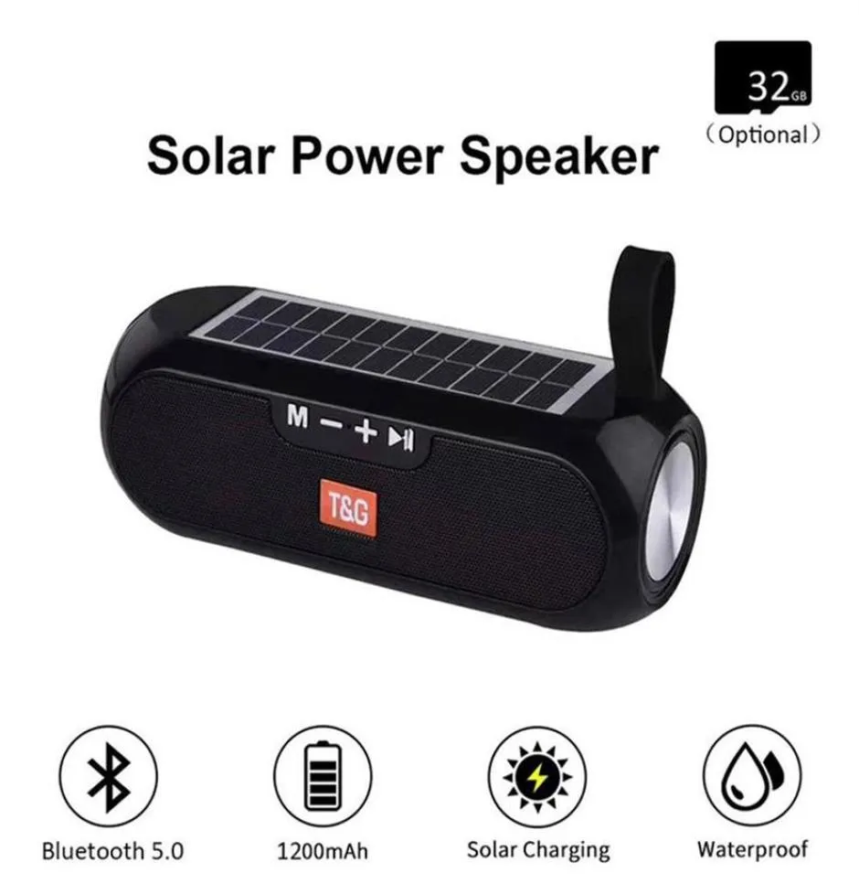 TG182 Solar Power Bank Bluetooth Speente portátil coluna portátil Caixa de música sem fio Boombox Tws 50 Suporte ao ar livre Tfusbauxa18a35131284