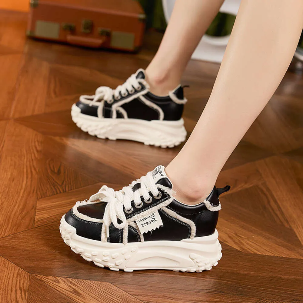 Chunky Women 2024 Spring Flat Platform Lace-Up Casual Round Toe Sneakers Ladies Board Shoes Trainers