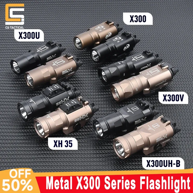 Lights SureFir Metal X300 X300U X300UHB X300V XH35 Taktisk ficklampa Led Strobe Light för 20mm Rail Weapon Airsoft Pistol Accessory