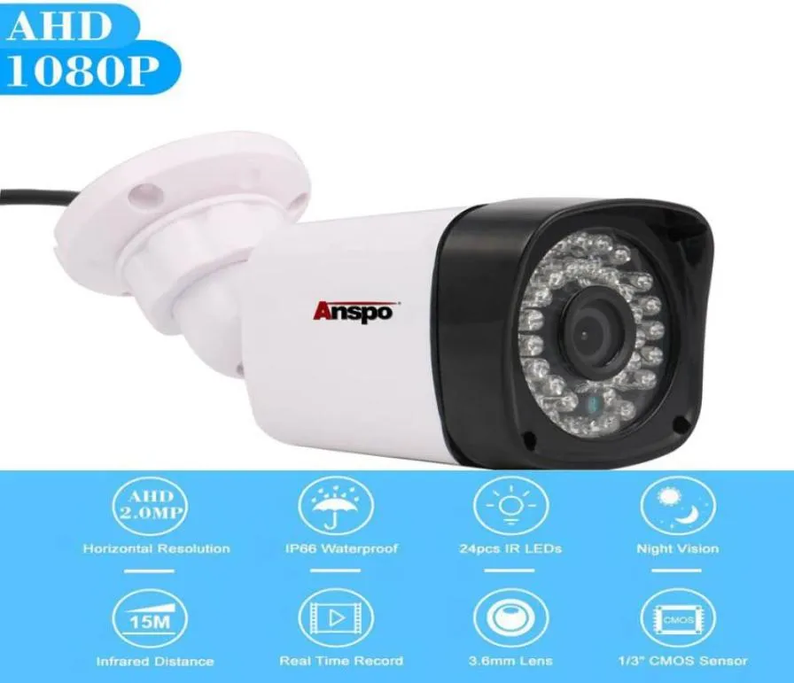 ANSPO 1080P AHD CCTV Kamera Güvenlik Sistemi 20MP Açık Gece Görüşü Ev Gözetim IP65 Su Geçirmez DVR Kamera Kiti Yedek Replacemen8017193