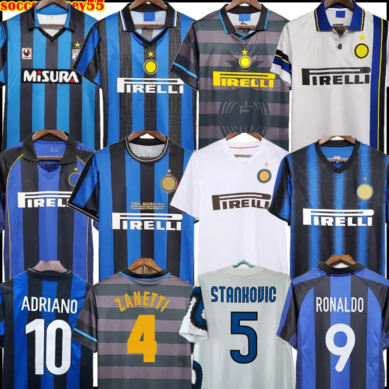 Inter Retro Soccer Jersey Milan Sirt Fintage Football Shirt 88 89 90 91 92 93 95 96 97 98 99 00 01 02 03 04 05 07 08 09 10 Ronaldo Figo Adriano Stankovic Zanetti Linals Long