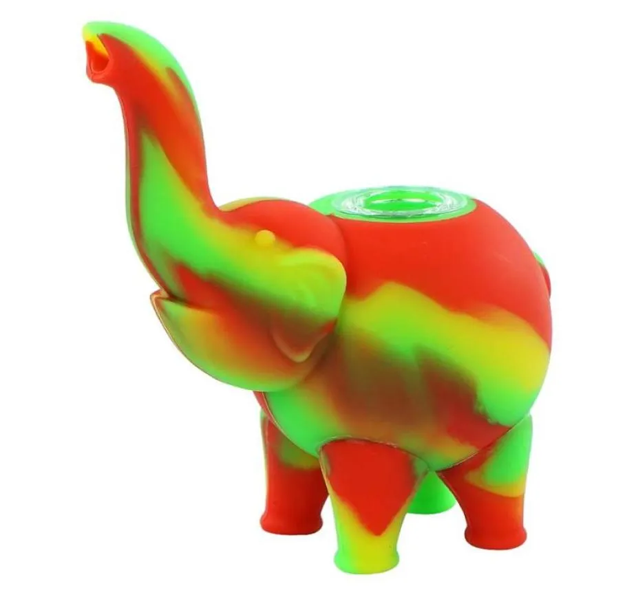 Tuyaux fumeurs de petite forme d'éléphant style Silicone Bubbler Dab Rig Rig Bongs Pipe de pipe 2394735