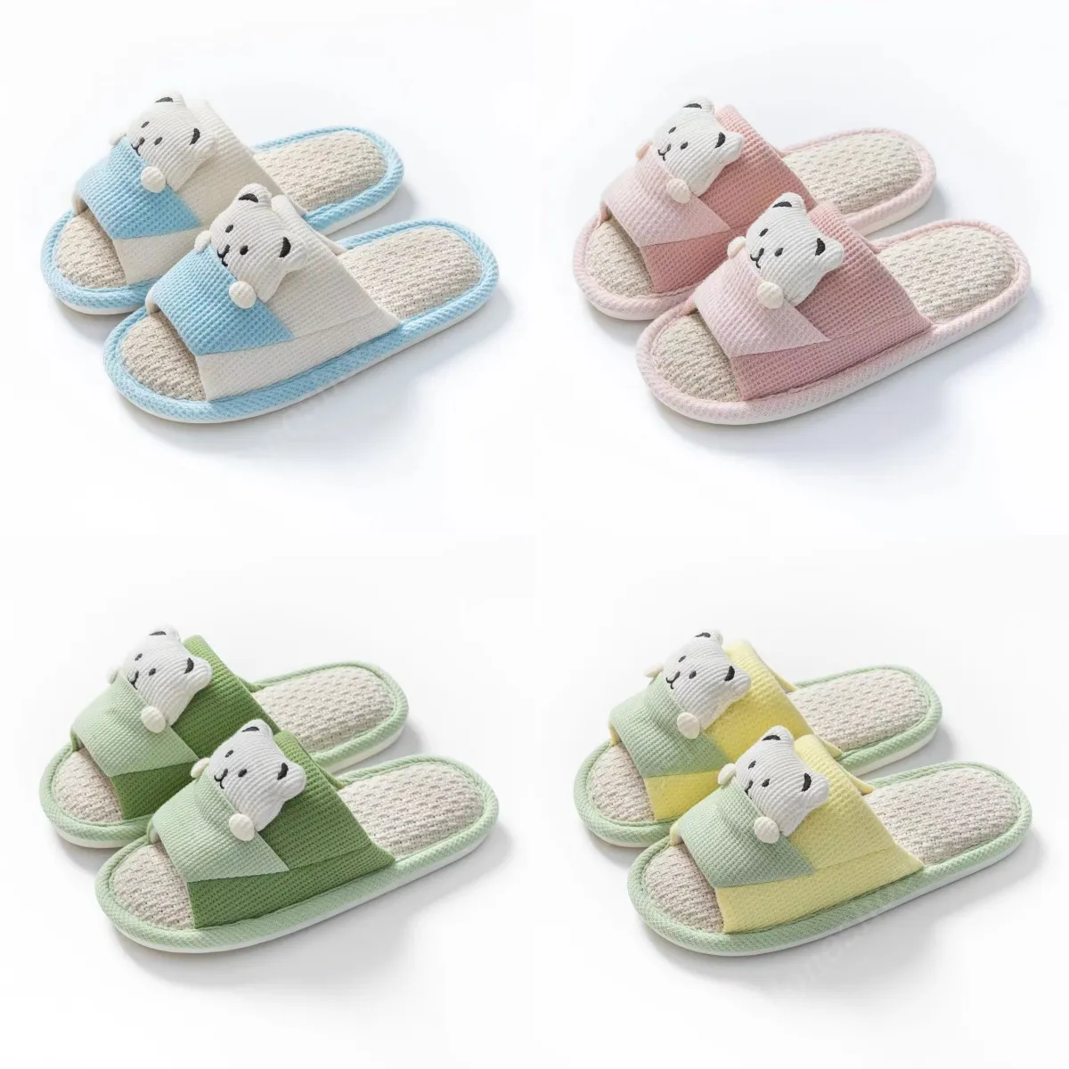 Ev Terlik Yaz Ayakkabıları Kapalı Sandalet Sevimli Küçük Ayı Bayanlar Kay Yumuşak Olmayan Banyo Güverte Ailesi Terlik ABCD5