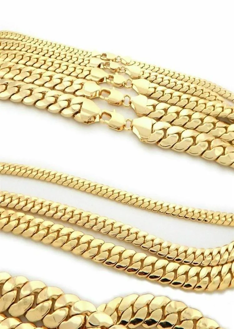 Męski naszyjnik 14K złote wykończenie Miami Cuban Link łańcuch 24 20249353378