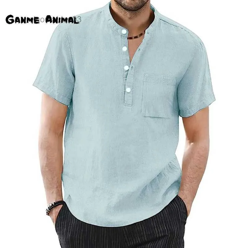 Мужские футболки летняя мода Менс льняные обычные футболки хлопковые мужские коротки с коротки