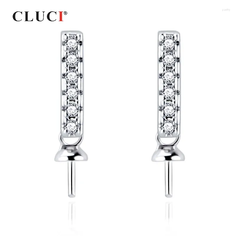 Серьги -грибы Cluci Silver 925 Жемчужные серьги монтаж циркона дизайна стерлингов стерлингов Свадебная вечеринка SE147SB