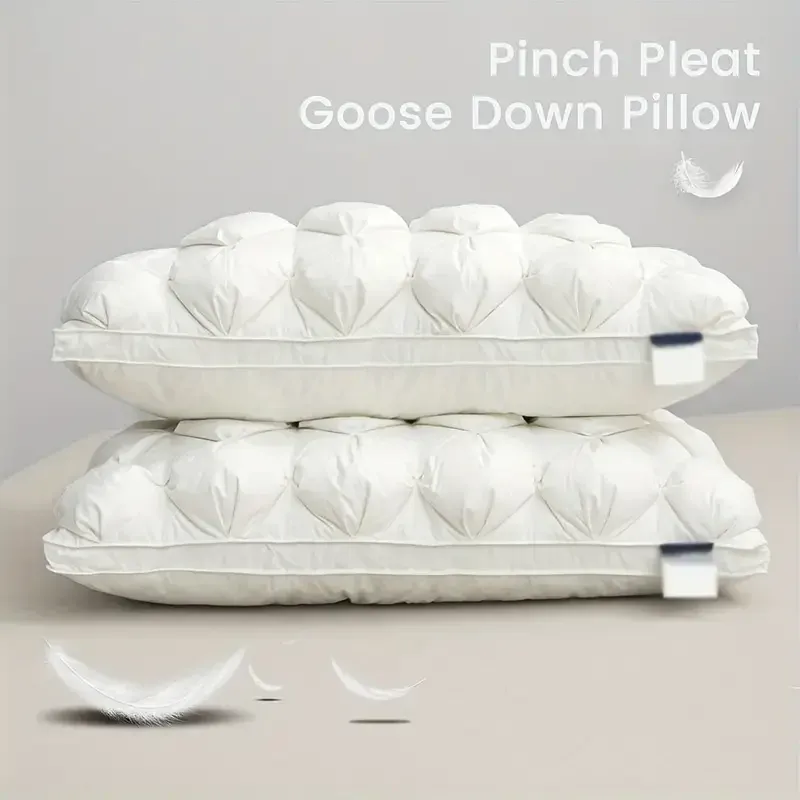 Kussen Peter Khanun Luxe Goose Down Feather Pillows kneep plooien Design nekbescherming Koning Koningin bed kussen 100% katoen 063,1 PCS