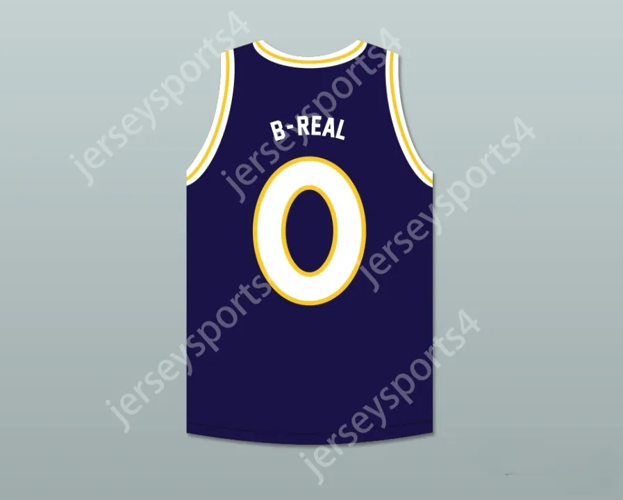 Niestandardowa nazwa męska/dzieci B-real 0 Monstars Dark Blue Basketball Jersey Hit Em High Top Sched S-6xl