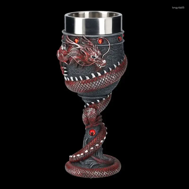 Mugs Chinese Dragon Tall Cup Creative Personality Cocktail Stainless Steel Liner Retro