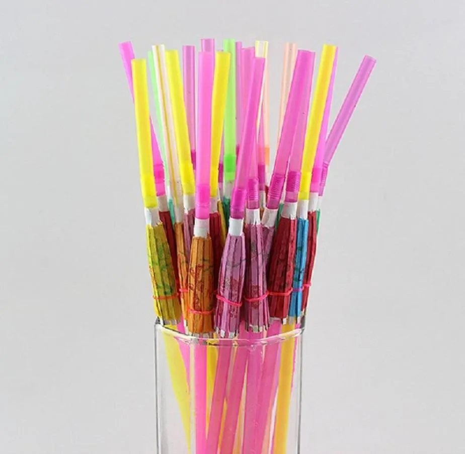 Plastic Straw Cocktail Parasols Umbrellas Drinks Picks Wedding Event Party Supplies Holidays Luau Sticks KTV Bar Cocktail Decorati6888790