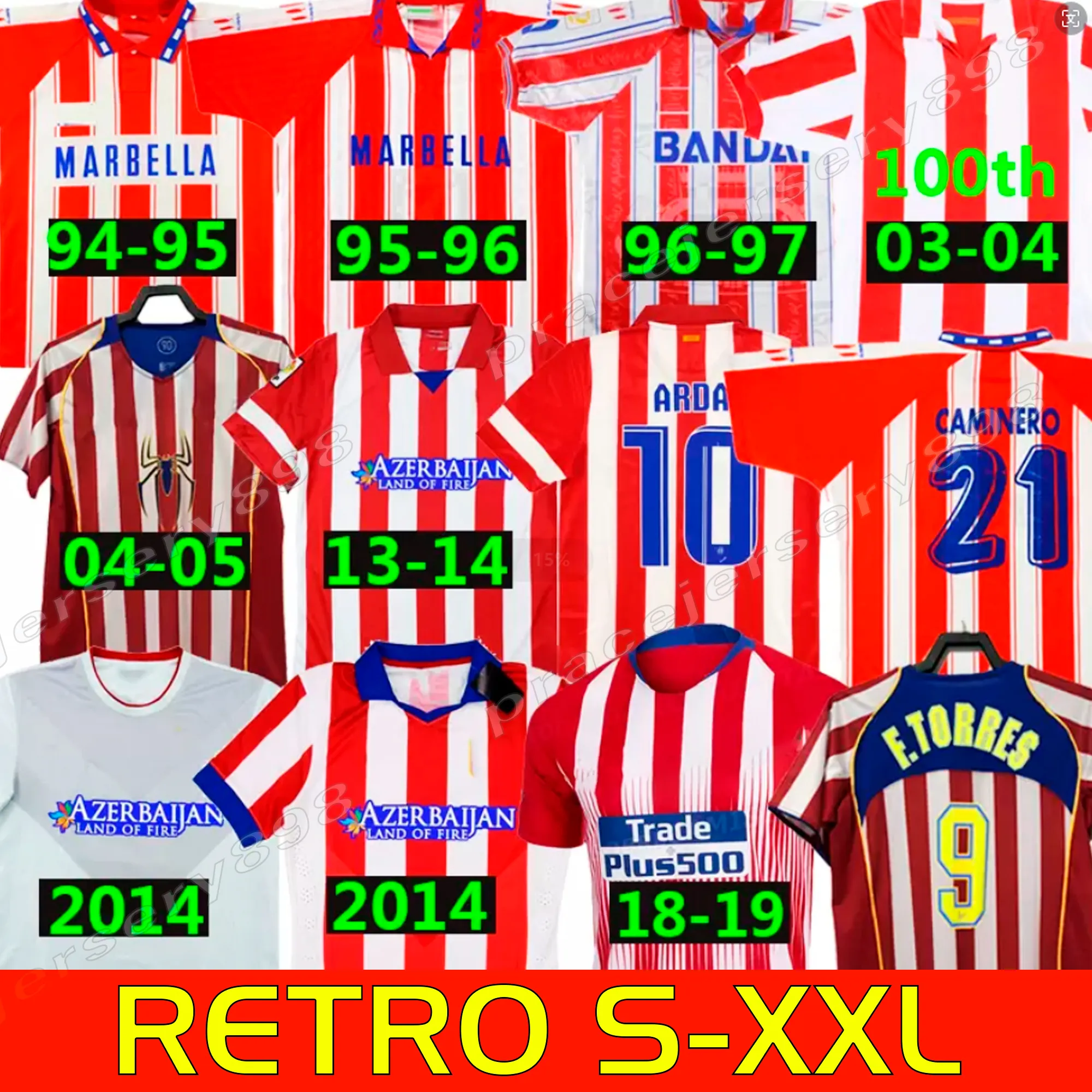 Retro 2004 2005 Atletico Griezmann Madrid Soccer Jerseys #9 F.Torres 1994 95 96 97 2013 14 15 Caminero Gabi Home Vintage Classic Football Shirt Topps