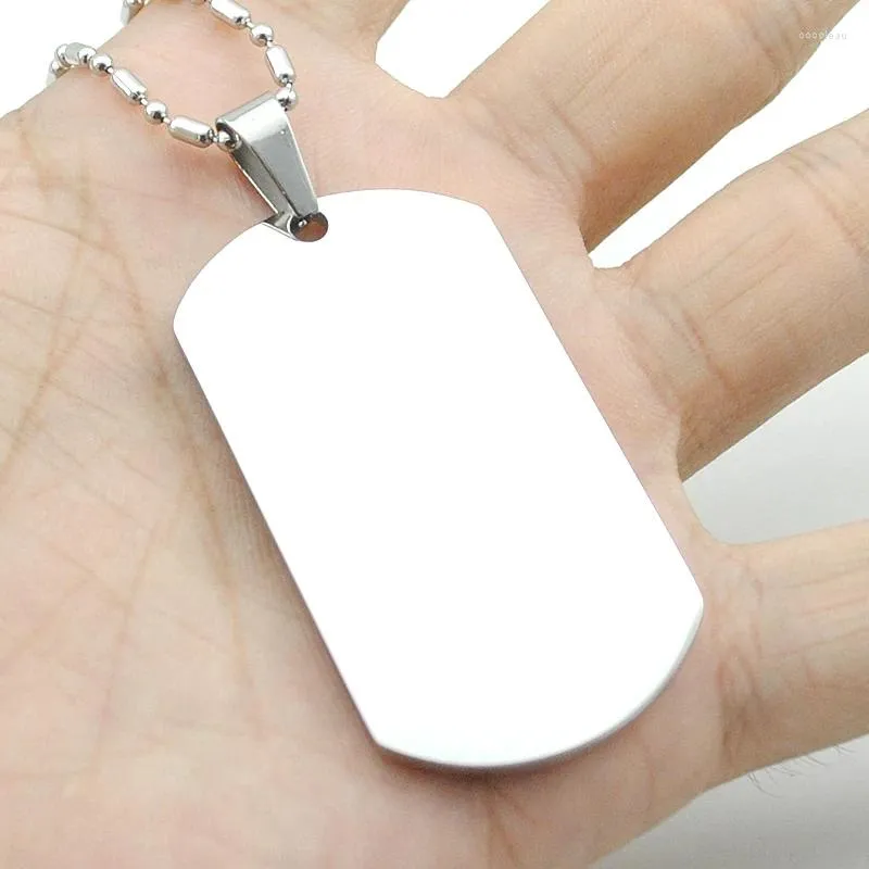 Pendant Necklaces 1 Piece Military Army Style High Polished Dog Tag Men Women Stainless Steel Necklace HJP07