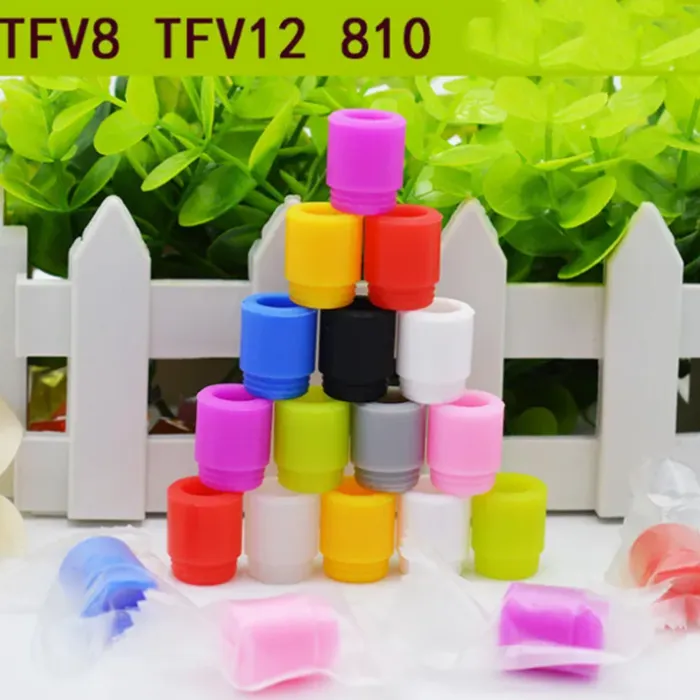 810 Wide Bore Silicone Disposable Drip Tip Colorful Mouthpiece Cover Rubber Test Caps with individual pack for Prince TFV8 big baby Goon Wholesale