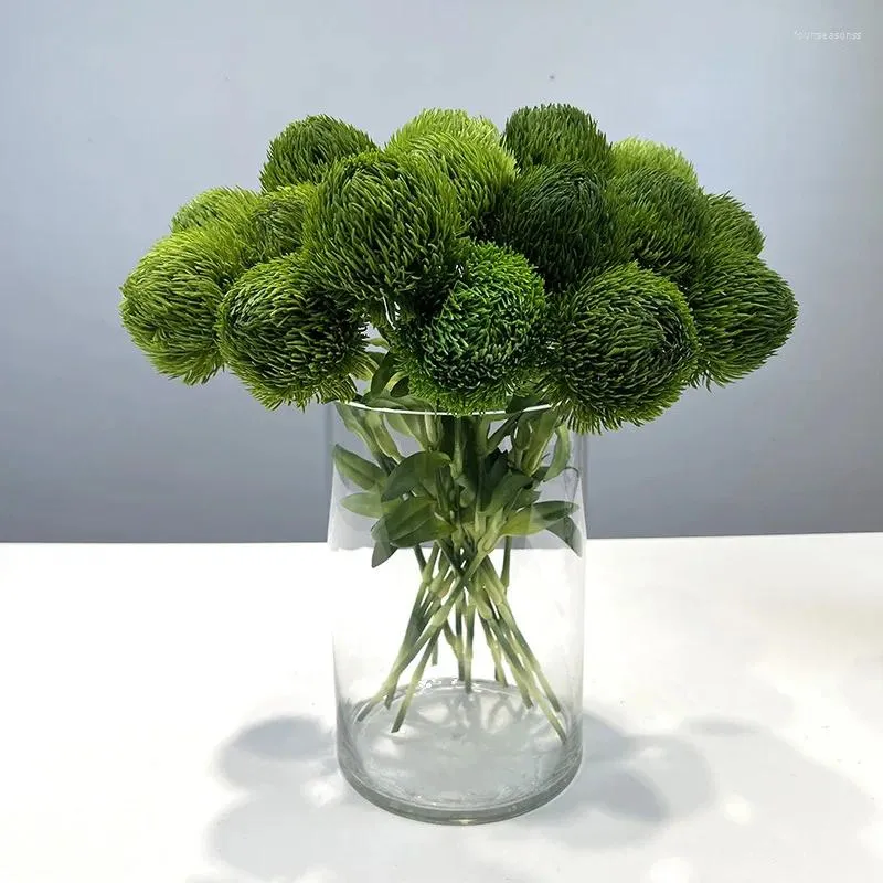 Dekorativa blommor konstgjorda grön växter mjuk gummi caryophyllums hårboll hem vardagsrum dekoration simulering caryophyllum växter