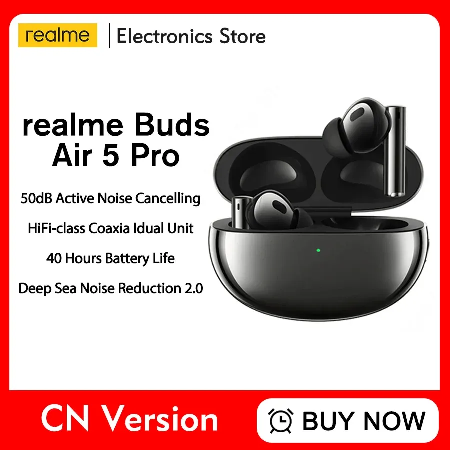 Earphones New Earphone realme buds air 5 pro earphones 50dB Active Noise Cancelling LDAC Bluetooth 5.3 Wireless Headphone HiFi Quality