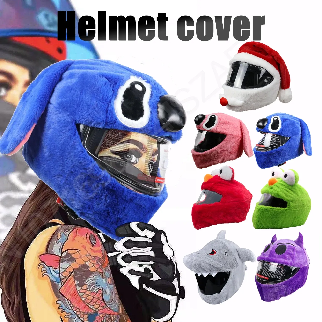 Clothings Christmas Motorcycle Helmet Cover Santa Claus Hat Full Face Funny Plush Moto Helmet Decoration Xmas Motorcycle Skiing Accessorie