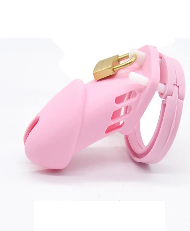 NY HOT Pink Silicone Cage Device 10*3,5 cm CB6000 långa kukburar enheter Vuxna sexleksaker för män Penis Y18928041085045