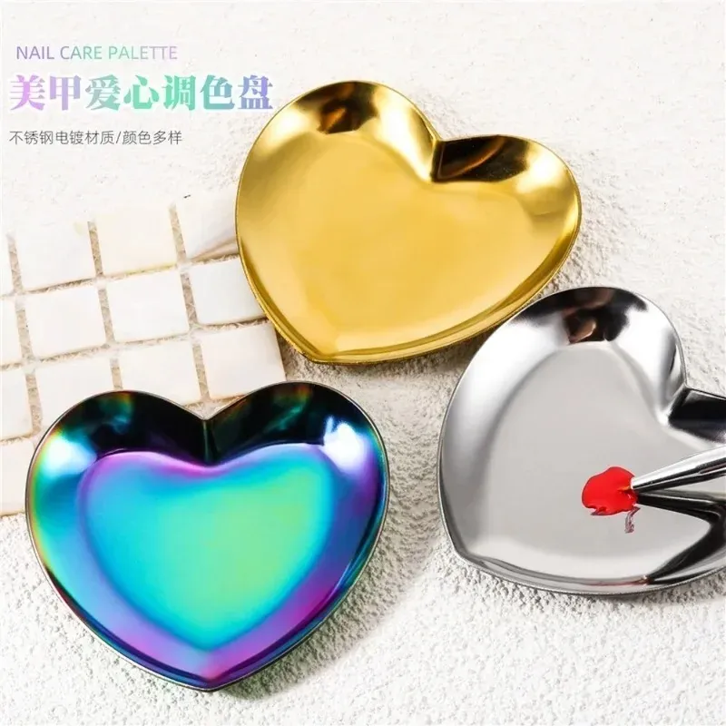 Nail Art Heart Smile Finger Ring Palette réglable Palette en acier inoxydable Mélange de couleurs Couleur UV Gel Gel MANICURE