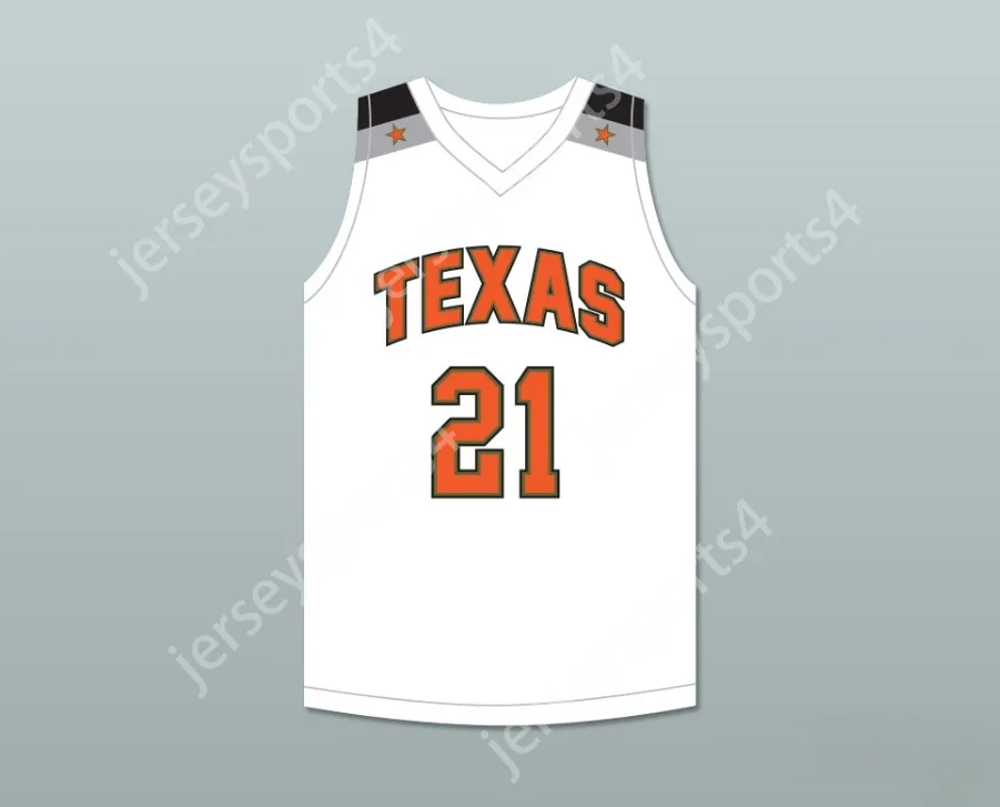 Anpassat namn Mens Youth/Kids Player 21 Texas D1 Ambassadors AAU White Basketball Jersey 1 Top Stitched S-6XL